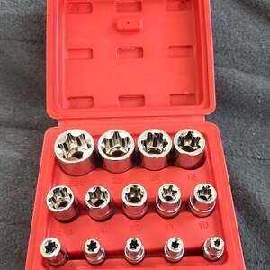 14-Piece E-Torx Star Female Bit Socket Set (E4-E24) with Carrying Case